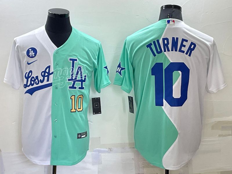 Men Los Angeles Dodgers #10 Turner green white Nike 2022 MLB Jersey1